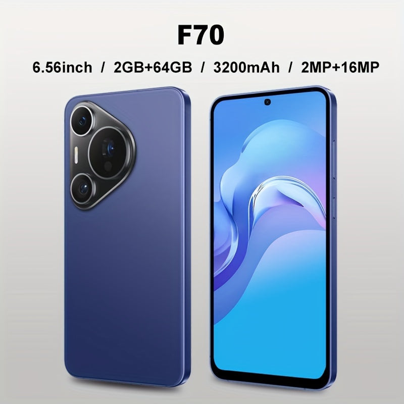 Smartphone F70 Blue, 2G RAM+64G ROM, 16.66cm Large Screen, 3200mAh Battery, 3G Network Cellphone, Face Recognition Mobile Phone, 3G WCDMA: 850MHz/2100MHz