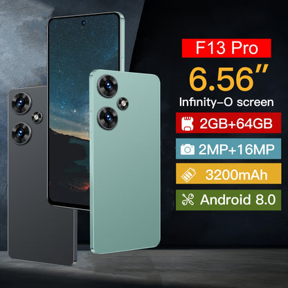 F13pro 6.56-inch Water Drop Screen Smartphone, 2GB RAM + 64GB ROM, 3200mAh Battery, Android 8.0, 3G Connectivity, USB Type-C, Dual SIM, Wi-Fi & Wireless, 1280x720 Display, Face Recognition, Custom Camera Mode, 9:16 Ratio, USB Charging